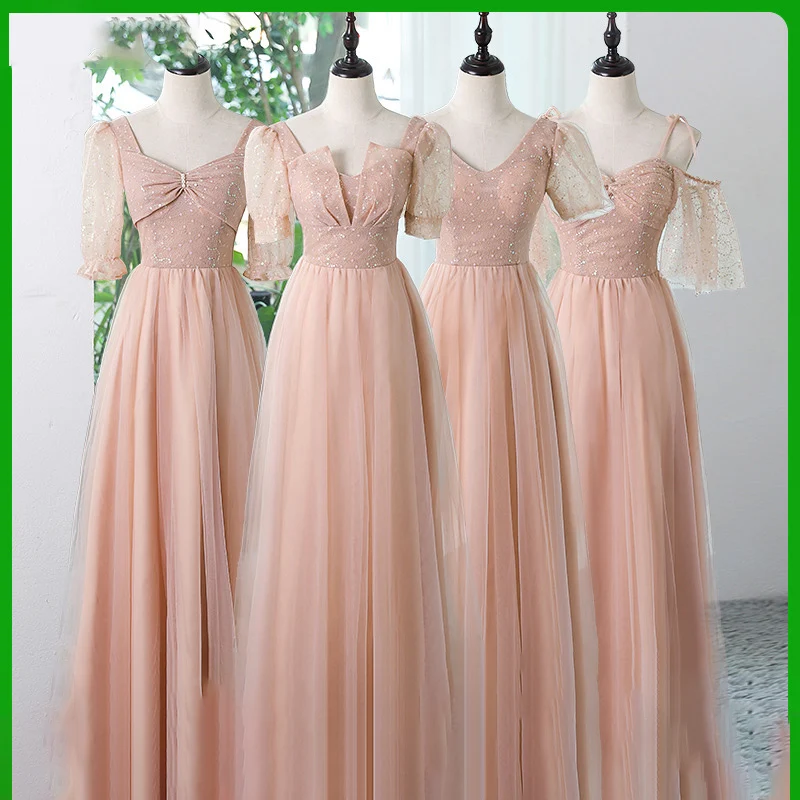 

Женское платье подружки невесты, розовое элегантное ТРАПЕЦИЕВИДНОЕ Бандажное платье в Корейском стиле с квадратным вырезом для банкета и выпускного вечера