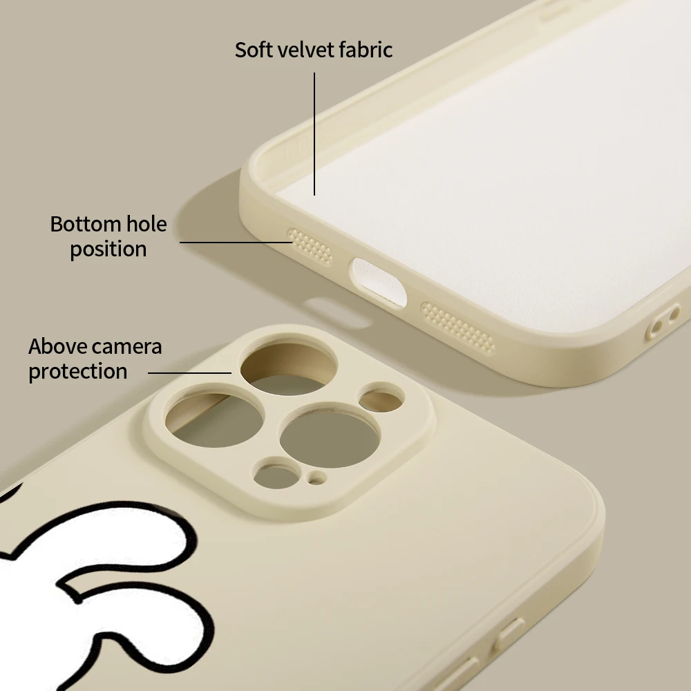 Милый чехол с мультяшным кроликом для iPhone 16E 16 15 14 13 12 11 Pro Max Xr X XS 7 8 Plus Silione Забавные