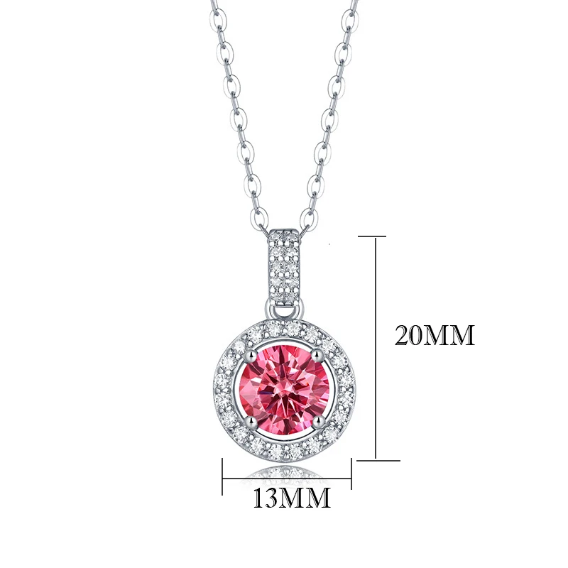 

Luomansi Real 1 / 2 3CT 9MM Pink Moissanite Pendant Necklace with GRA Certificate Wedding Party Woman Jewelry Gift