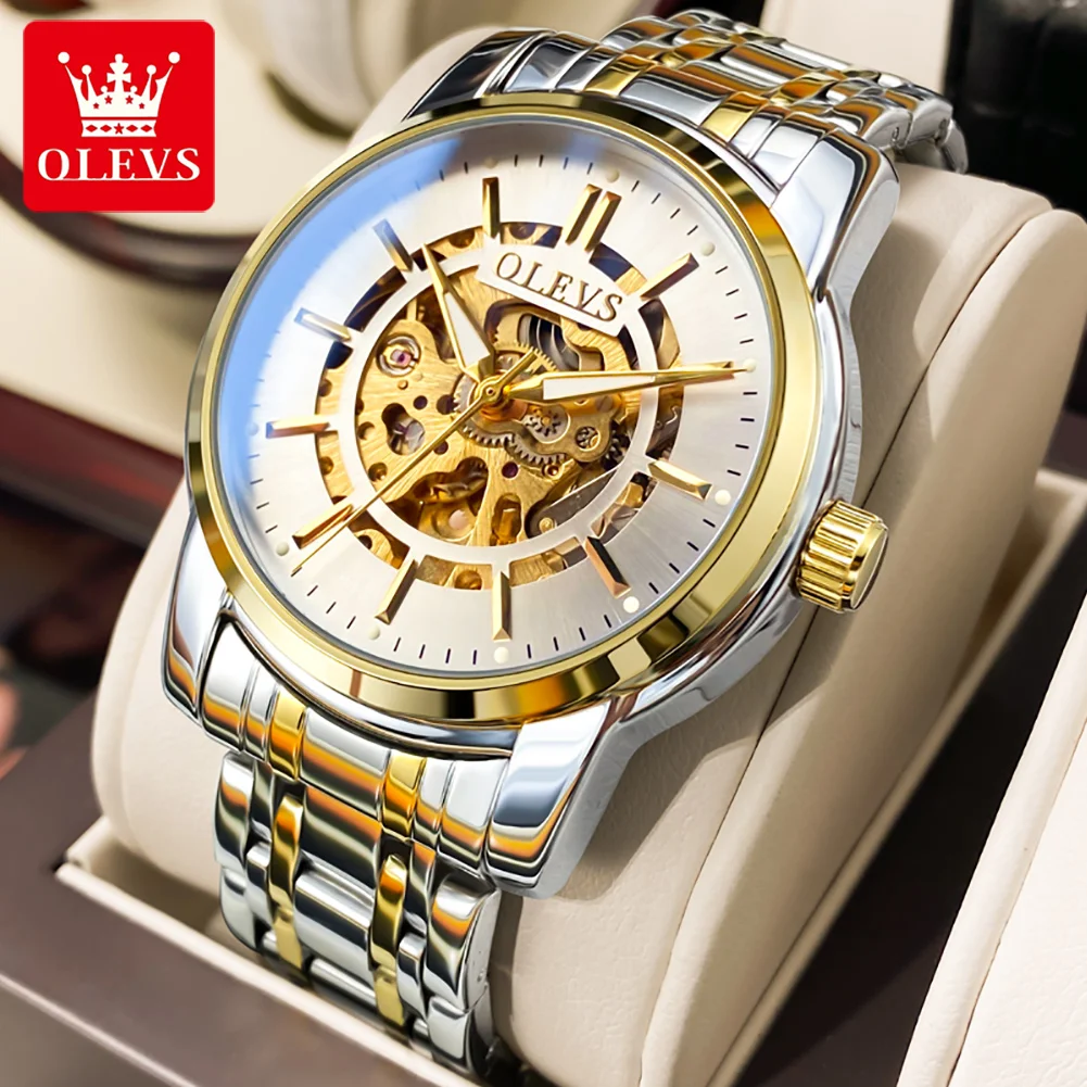 OLEVS 9002 Full-automatic Automatic Mechanical Watches for Men Waterproof Fashion Stainless Steel Strap Men Wristwatches