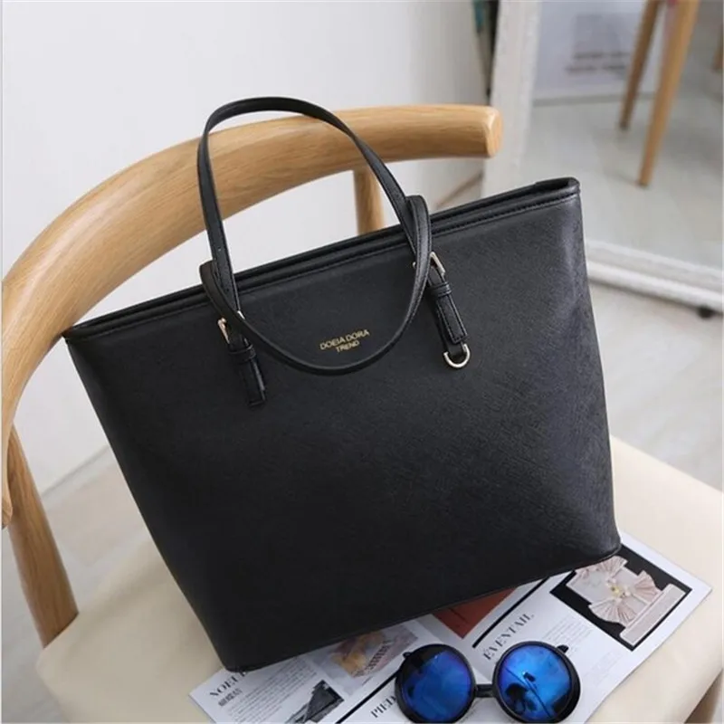 

Big Bag 2022 Fashion Women Pu Leather Handbag Brief Shoulder Bag Tote Shopper Bag Designer Black White Large Capacity Luxury