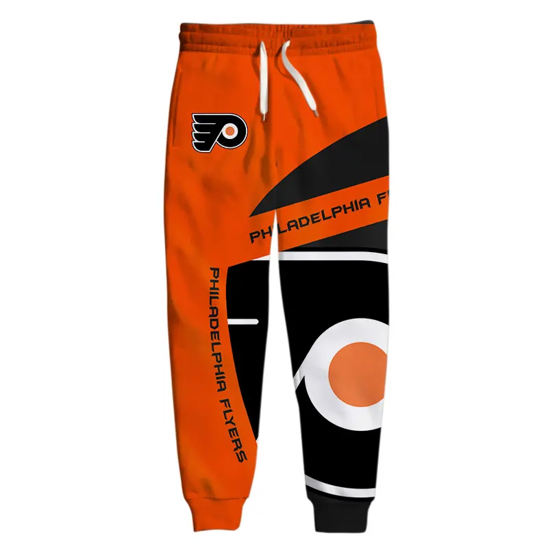 

Philadelphia men's casual pants Orange black stitching graffiti circle print Flyers Sweatpants