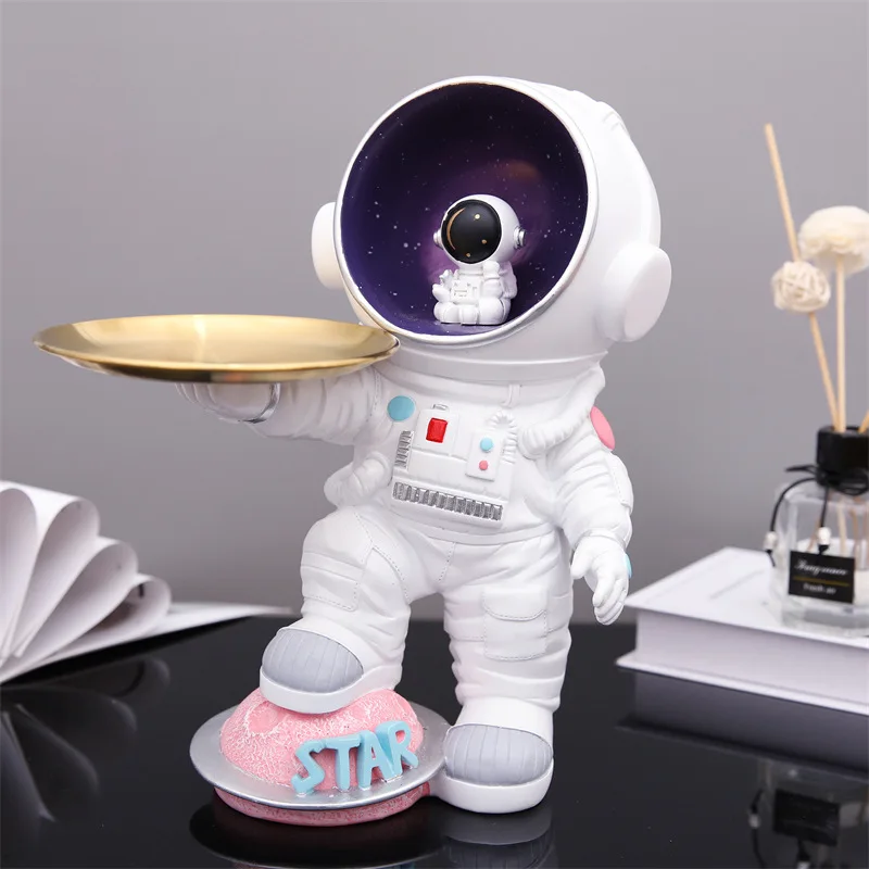 

Astronaut Spaceman Piggy Bank with Lamp Decoration Tray Living Room TV Cabinet Candy Tray Decoration Resin Embellishments Desk