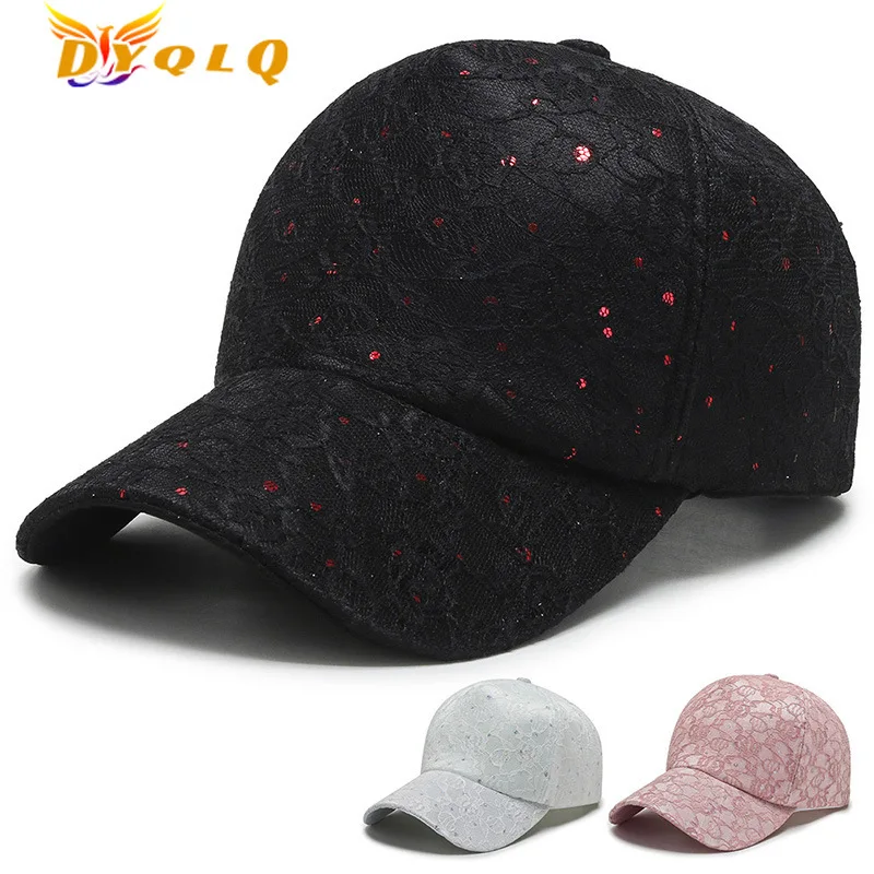 

New Women's Korean Version Fashion All-match Spring And Summer Lace Baseball Cap Breathable Sequins Casual Sun Hat