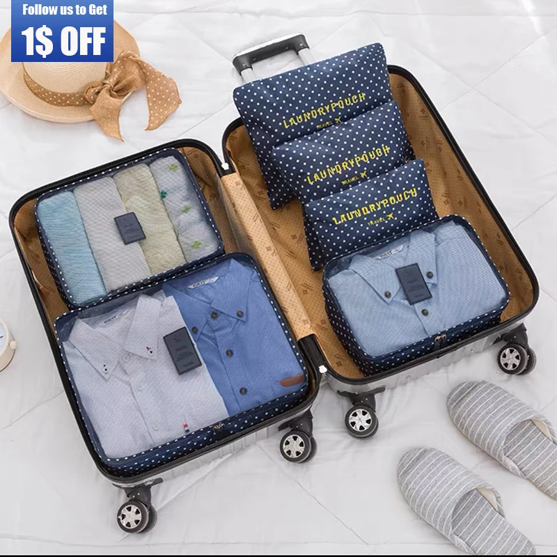 

Дорожная сумка для хранения 6 шт., вместительный чемодан для хранения вещей, органайзер для сортировки одежды, компактный куб для упаковки обуви