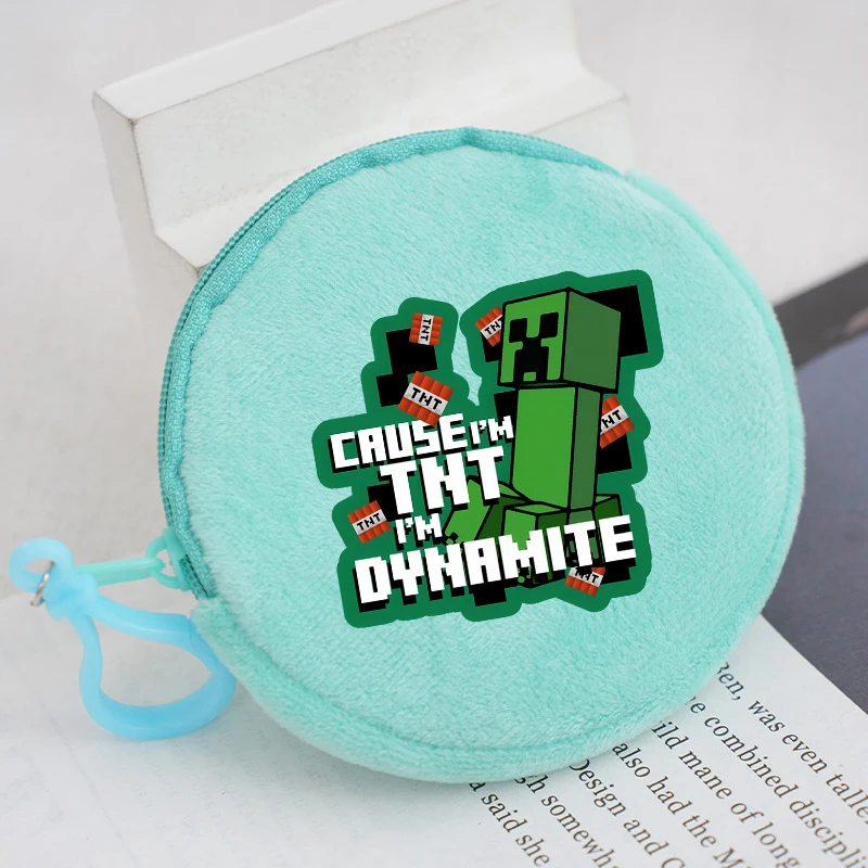 Фото Новый кошелек для монет в игровой тематике Minecrafted, мужской мультяшный кошелек Zero Wallet, круглые сумки, мужская мини-модная сумка для хранения наушников, подарок на день рождения №5