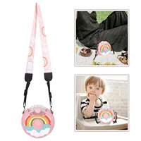 kids doughnut shaped drinking cup with straw portable children straw water cup