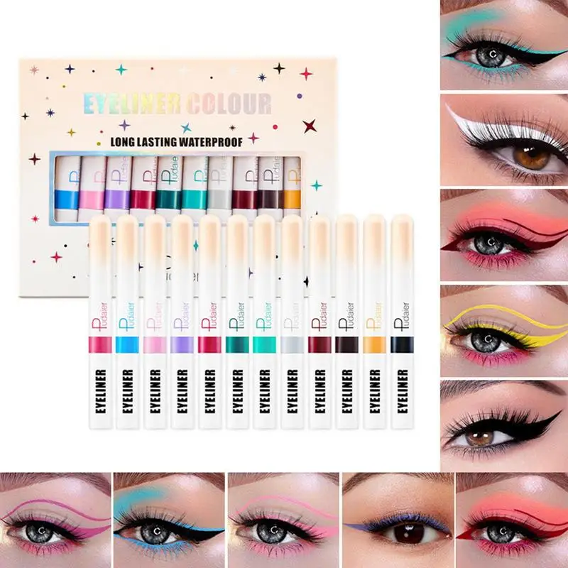 

Matte Colorful Liquid Eyeliner Set 12 Colors Gel Eyeliner Great Versatility Liquid Eyeliner Waterproof High Pigmented