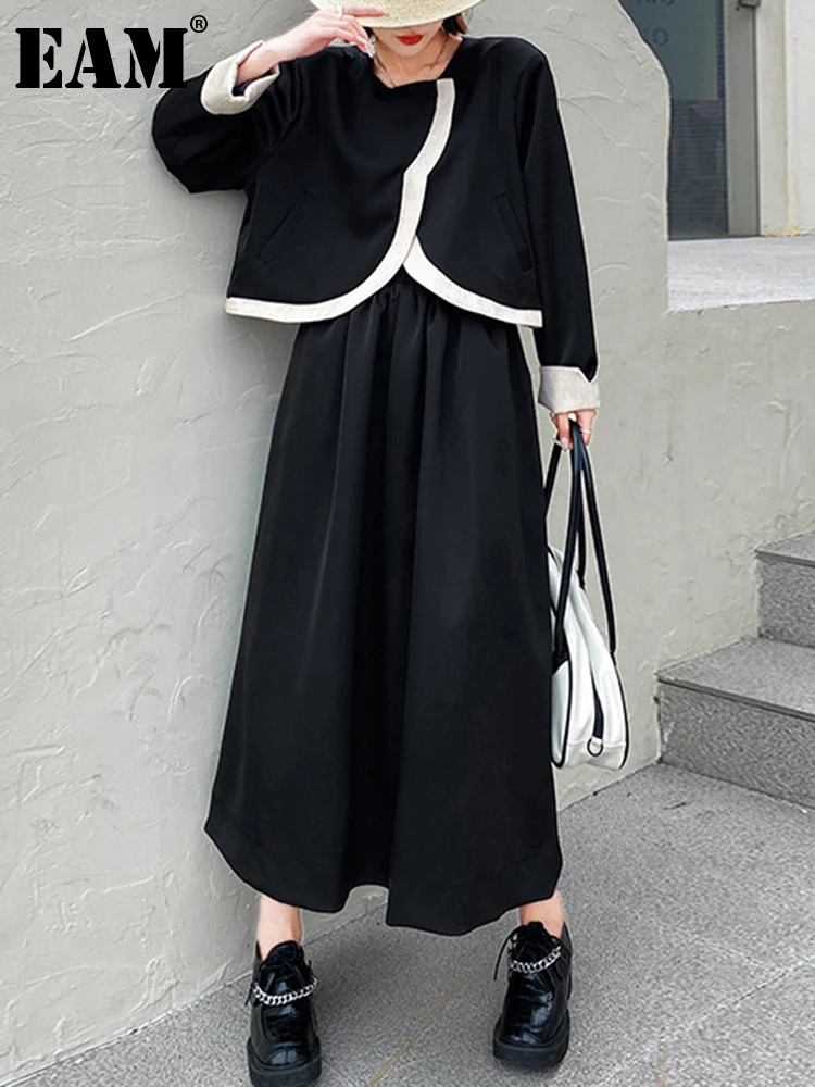 

[EAM] Half-body Skirt Big Size Two Pieces Suit New Round Neck Long Sleeve Loose Women Fashion Tide Spring Autumn 2022 1DE6813