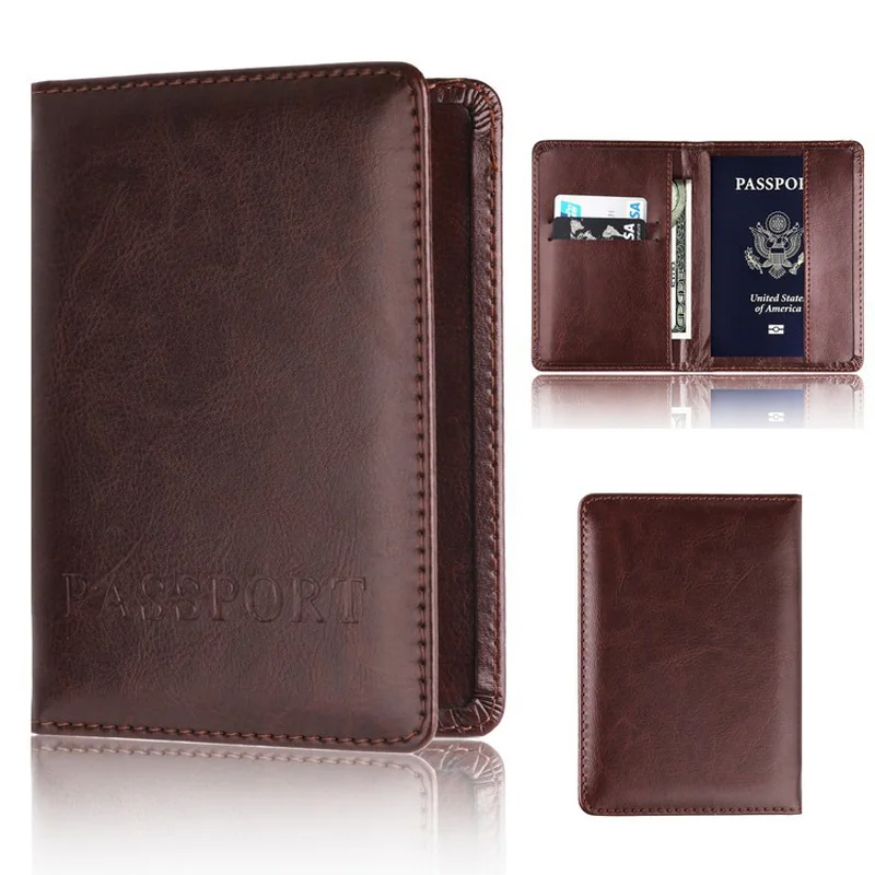

Casual PU Leather Passport Covers Travel Accessories Men Women Passport ID Bank Credit Card Bag Fashion leather Passport Holder