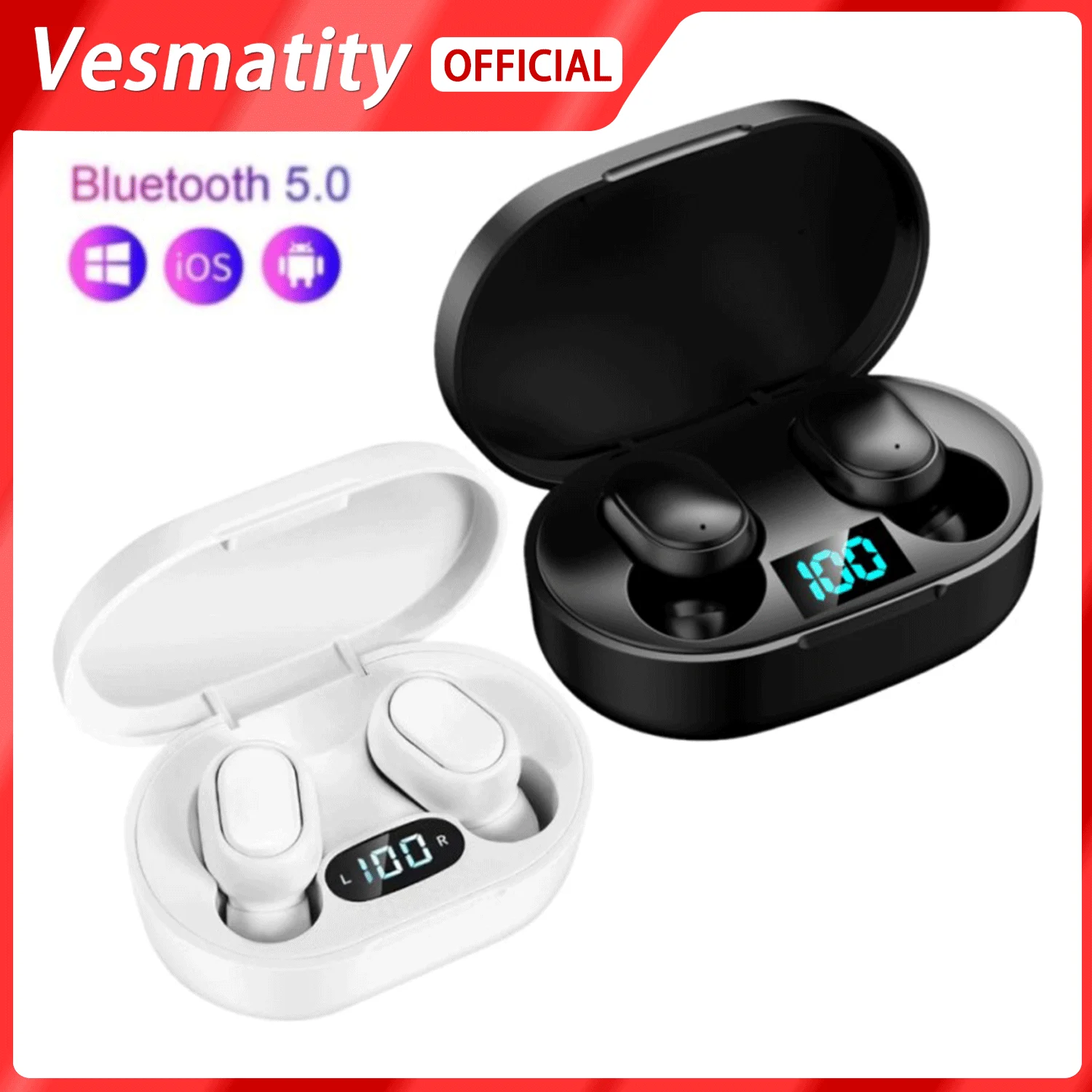 

TWS E6S беспроводные Bluetooth-наушники, стереонаушники, спортивные наушники с шумоподавлением для iphone, Huawei, Xiaomi, Redmi