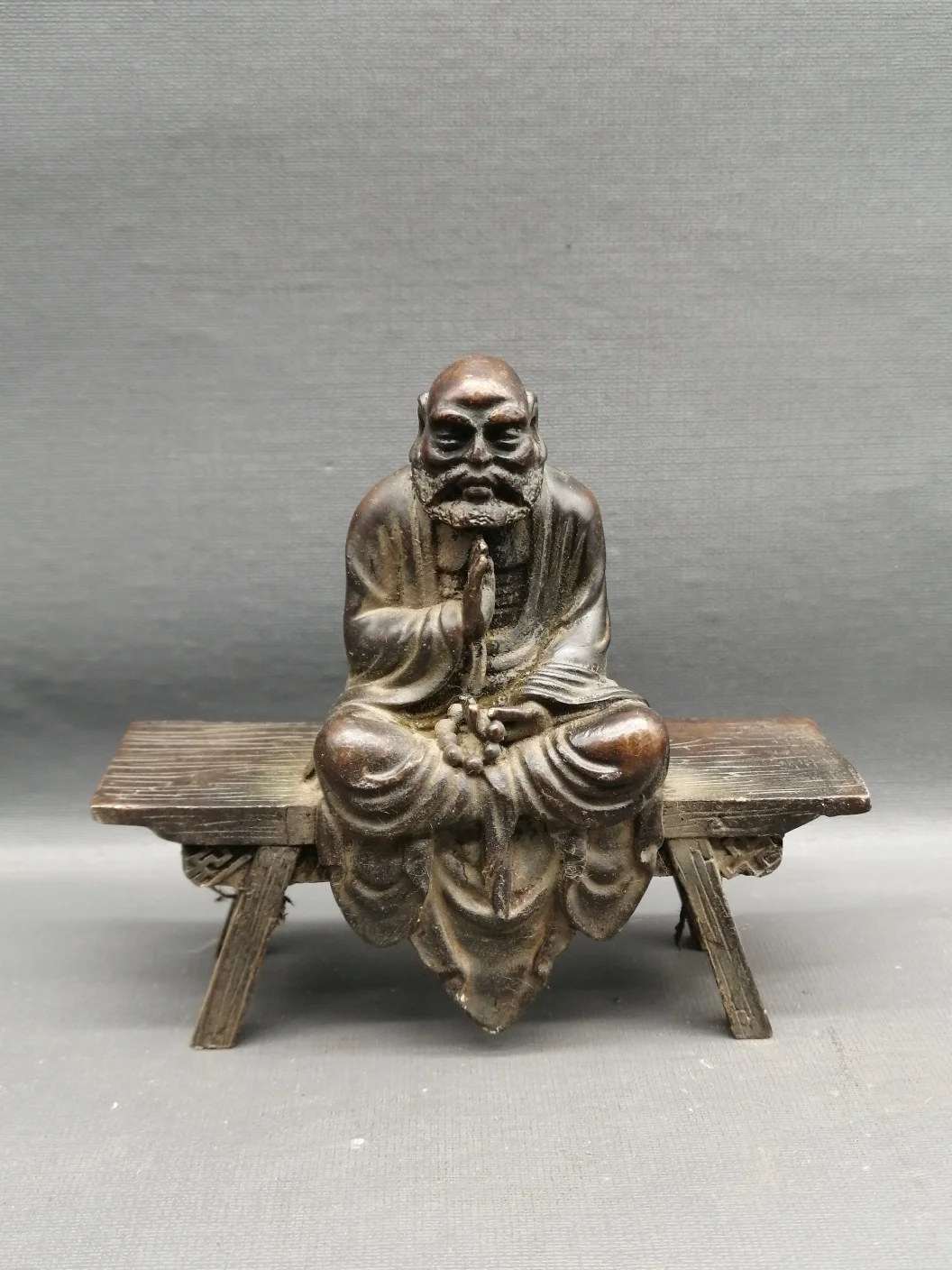 

Antique Vintage Pure Copper Bench Damo Ornaments Home Crafts Decorative Articles Fine Bronze Collection