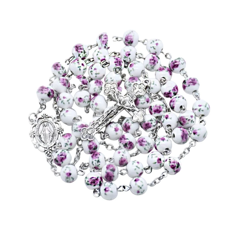 Керамические бусины ожерелья кресты подвески четки христианские длинные