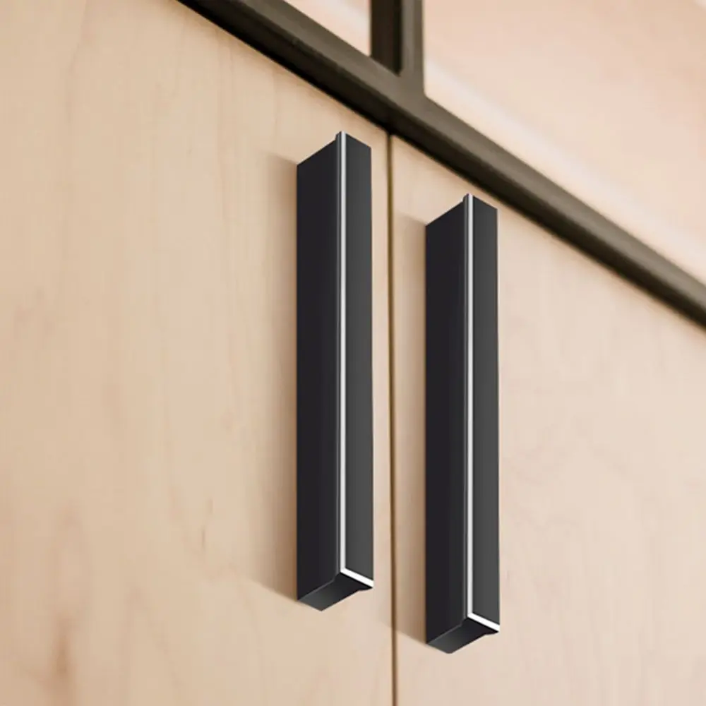 

2PCS Black Silver Home Decor Aluminum Alloy Kitchen Cupboard Solid Drawer Pulls Cabinet Handles Door Handle Wardrobe