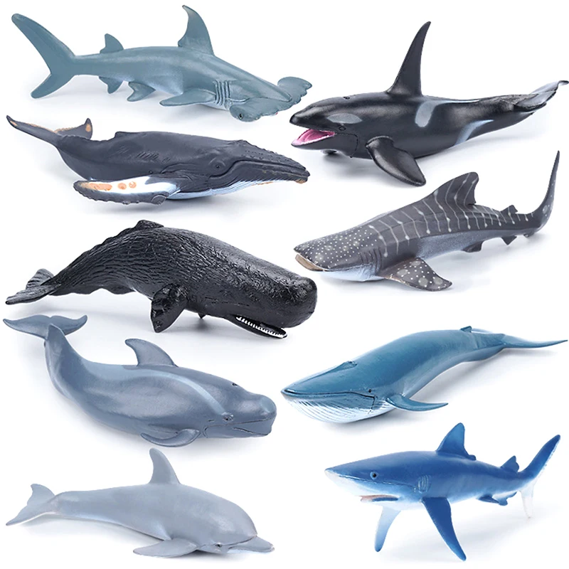 

Simulation Marine Sea Life Whale Figurines Shark Cachalot Action Figures Ocean Animal Model Dolphin Hammerhead Educational Toys