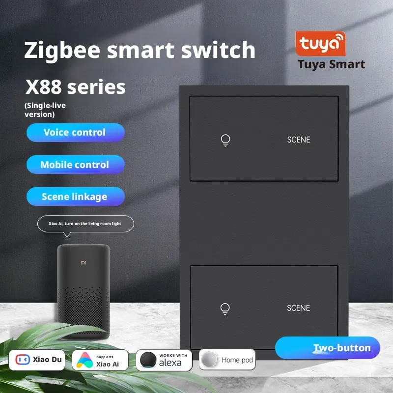 Фото Умный комбинированный выключатель Tuya Zigbee (стандарт США, однопроводная версия) с поддержкой голосового и дистанционного управления, а также сценарных сценариев работы №3