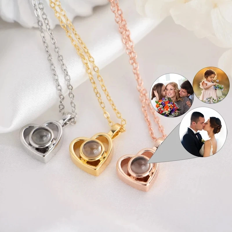 Custom Heart Projection Necklace For Women Fashion Personalized Necklaces Picture Projection Pendant Necklace Jewelry