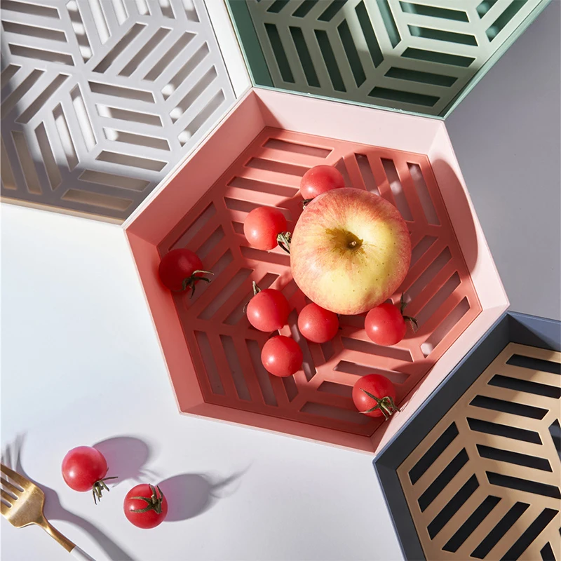 

Home appliance Geometry Fruit Basket with Removable Drainage Layer Creative Decorative Decorative Creative Portable Stainle