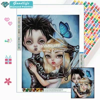 edward scissorhands and kim diamond painting full square round drill embroidery big eyes pop art cross stitch home decor gift