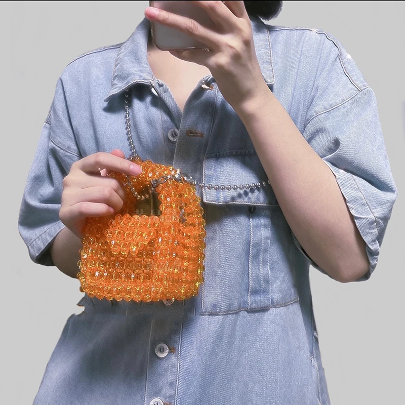 Оригинальные оранжевые сверкающие мини-кошельки и сумочки ручной работы с