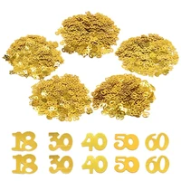 15gbag gold sequins number 18 30 40 50 60 anniversary decor acrylic confetti table scatters for adult birthday party decoration
