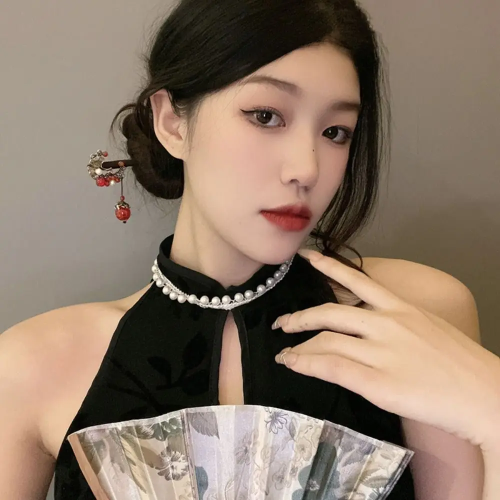 Винтажная ретро красная палочка для волос в древнем стиле модная заколка с