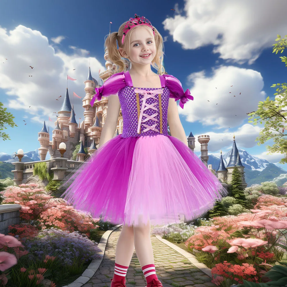 Платье-пачка и Тиара для принцессы Детский костюм косплея модное платье наряд на