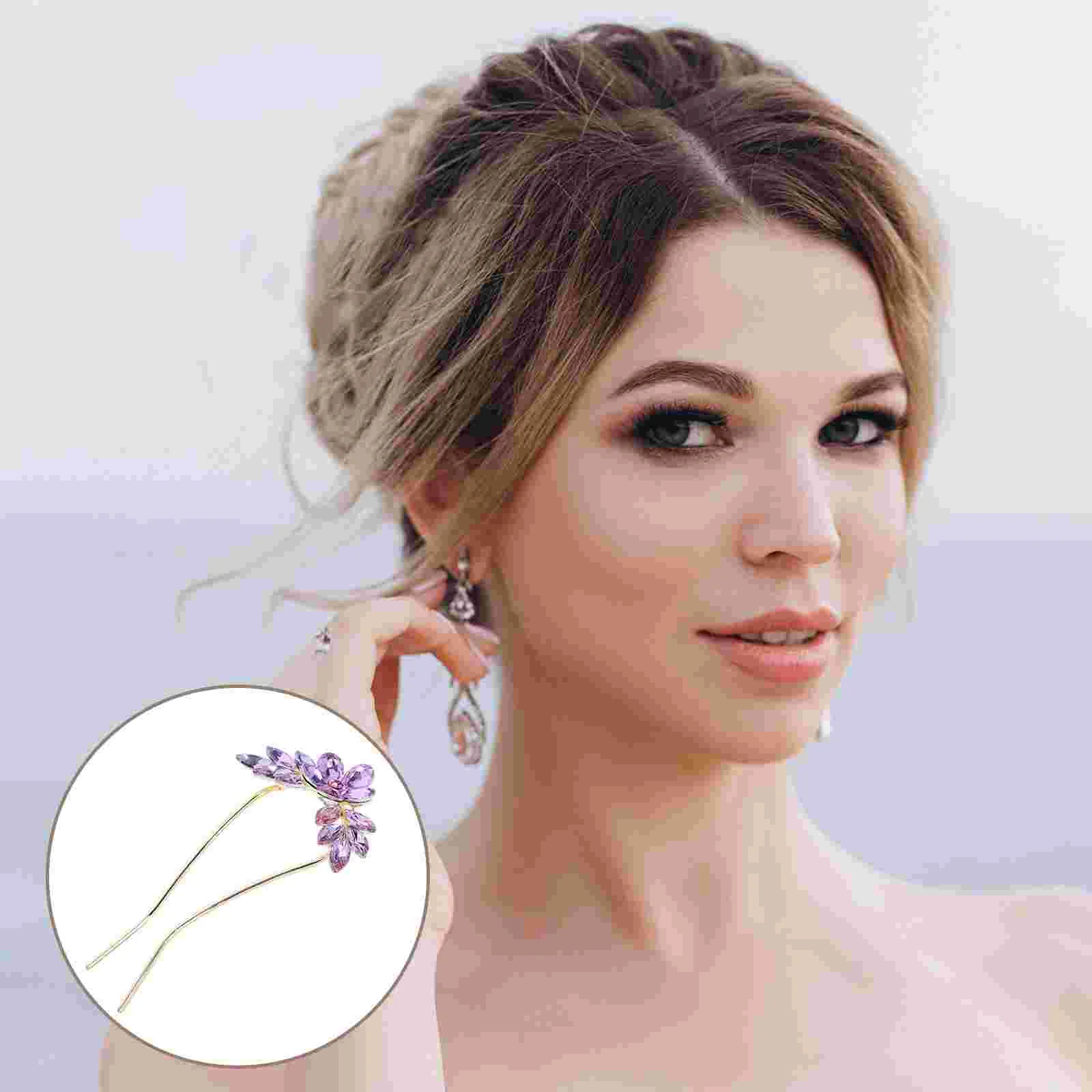 

Rhinestone Hair Stick Wedding Bride Chignon Pin French Hair Pin Bling Headpiece
