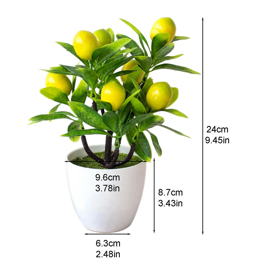 

With Basin Artificial Lemon Tree Artificial Potted Flowers Does Not Fade Green Non-toxic Nvironmentally Friendly