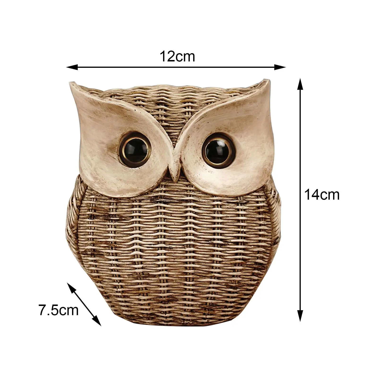 

Owl Statue Simulation Rattan Owl Figurine for Birthdays Gift Bedroom Office