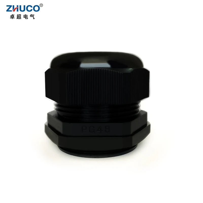 

ZHUCO 5Pcs PG48 Black Nylon Fixing Joint Plastic Waterproof Adjustable Cable Gland 37-44mm Cord Connector With Rubber Gasket