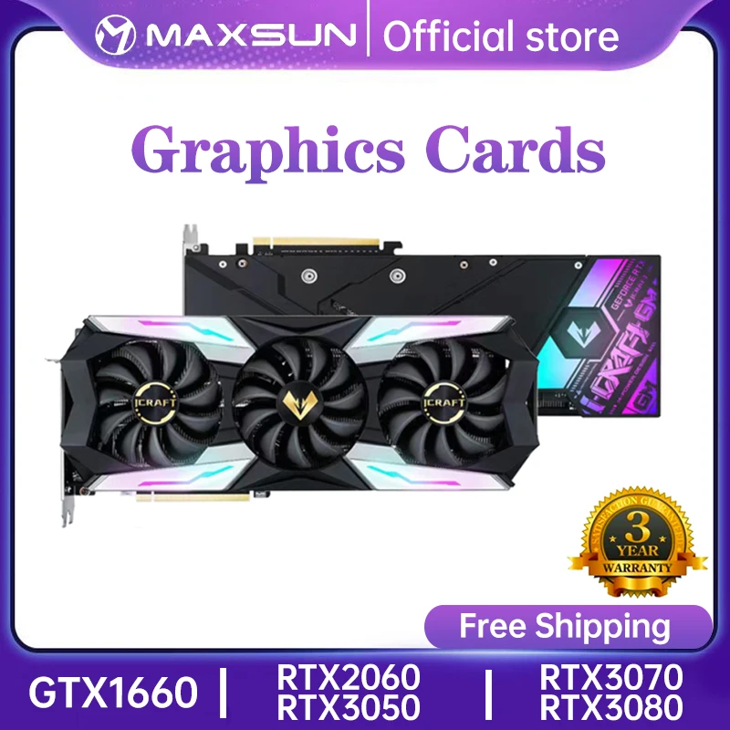 Видеокарта MAXSUN RTX 3080 3070 3060 iCraft 6 ГБ/8 ГБ GDDR6 3050 1660 2060 3060Ti для настольных компьютеров