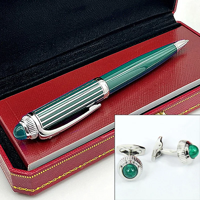 

MSS Roadster de CT Luxury Blue/Green/Black Barrel Silver Ballpoint Pen Classic Pens Cufflinks Genuine Leather Wallet Gift Set