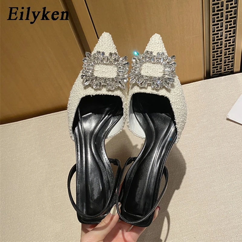 

Eilyken/Новый дизайн; Туфли-лодочки с острым носком на низком тонком каблуке, украшенные кристаллами и пряжкой; Свадебные туфли-лодочки для выпускного; Высококачественные удобные шерстяные женские босоножки без задника