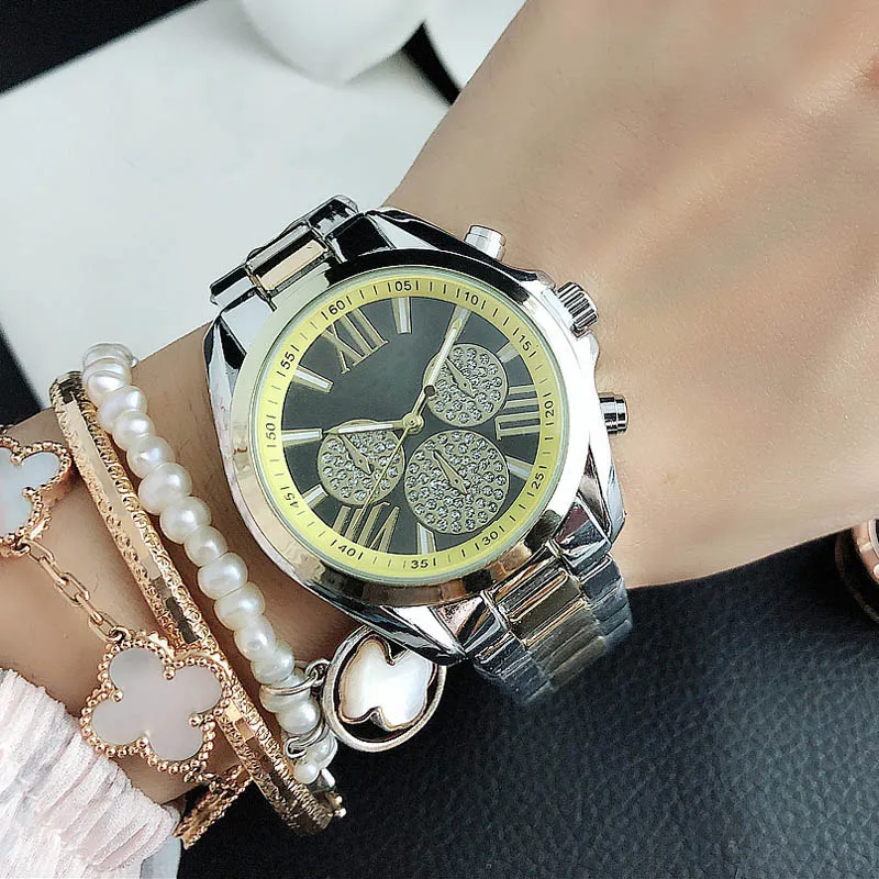 Brand Wrist Watches Women Girl Ladies Crystal Style Quartz Casual Steel Metal Band Clock m102
