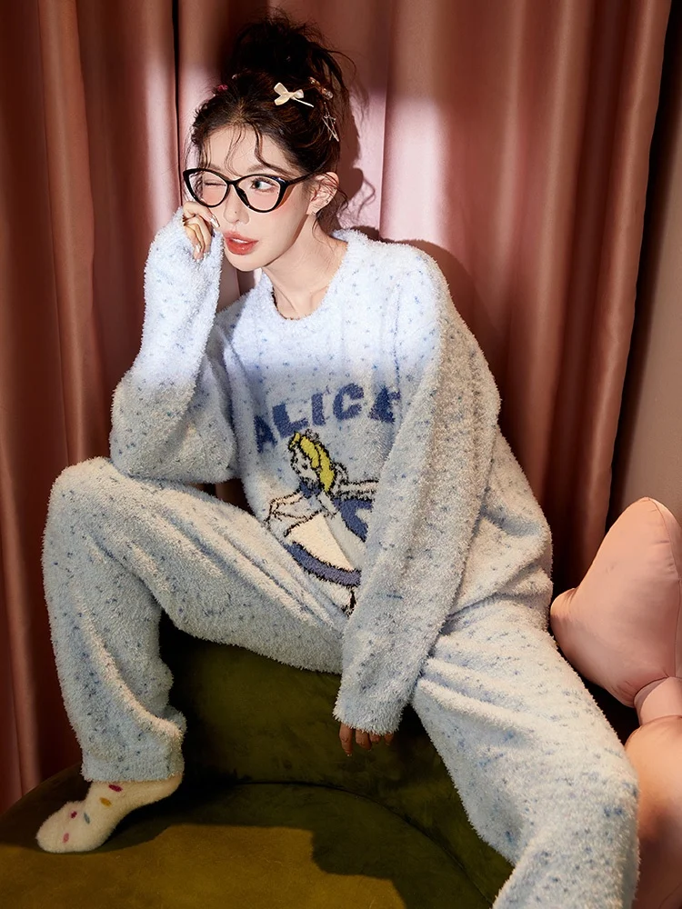 Gong Die [Тип хранения тепла] Алиса осенние и зимние пижамы женские утолщенные