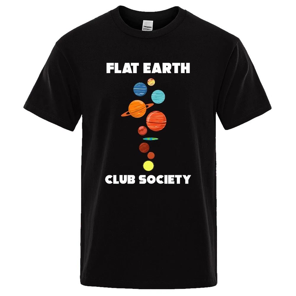 

Flat Earth Club Society Printed Men's T-shirt Fashion Comfortable Clothing Loose Breathable T-shirts Man Short Sleeve Tshirts