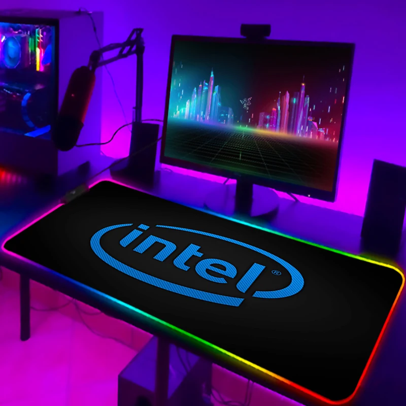 

Intel Mouse Gamer Pad Backlight Mousepad Anime RGB Carpet With Wire Gaming Mat Luminous Mats Mause Desk Pc Xxl Accessories Large