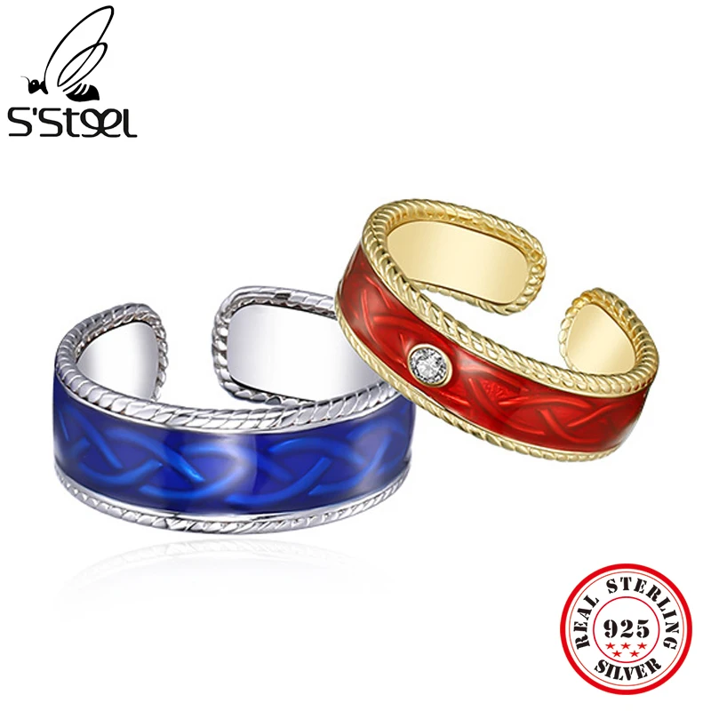 S'STEEL 925 Silver Original Couple Adjustable Rings Women Men Design Matching Wedding Ring Trending Products 2022 Fine Jewelry