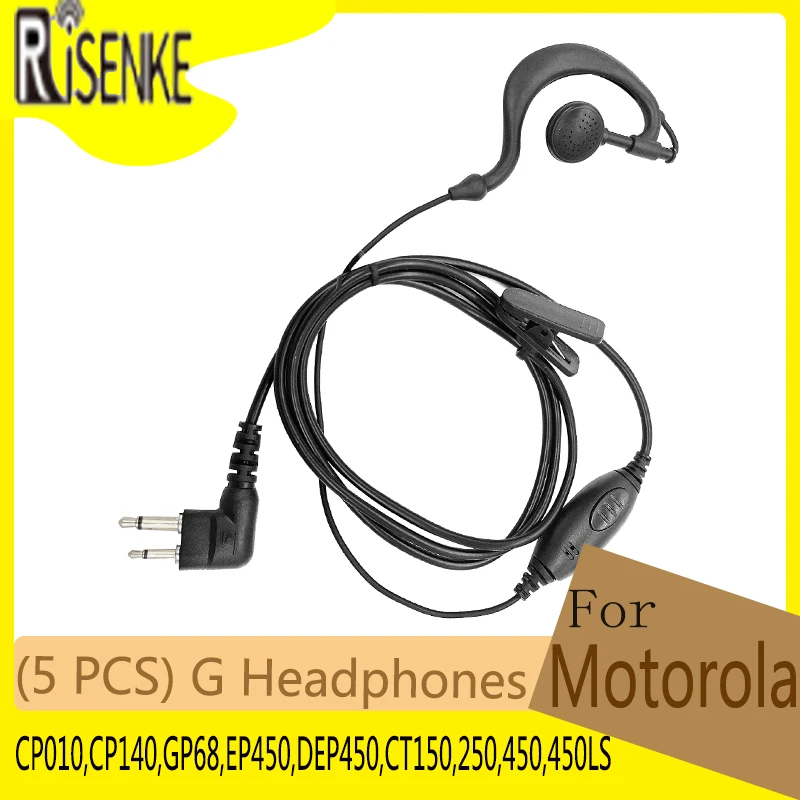 (5 PCS) G Headphones Walkie Talkie Earpiece Microphone Headset for Motorola CP010,CP140,GP68,EP450,DEP450,CT150,250,450,450LS