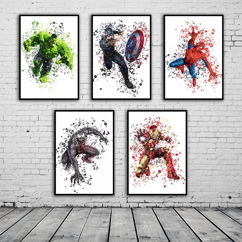 

Disney Marvel Avengers Poster Spiderman Hulk Captain America Iron Man Canvas Painting Living Room Decor Home Decor Mural