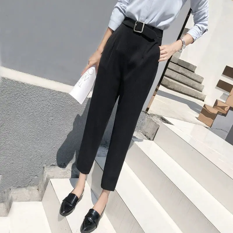 

2022 Slim Pants Women Korean Style Casual High Waist Korean Style Fashion Office Ladies Elegant Harem Suit Pants Trousers W55