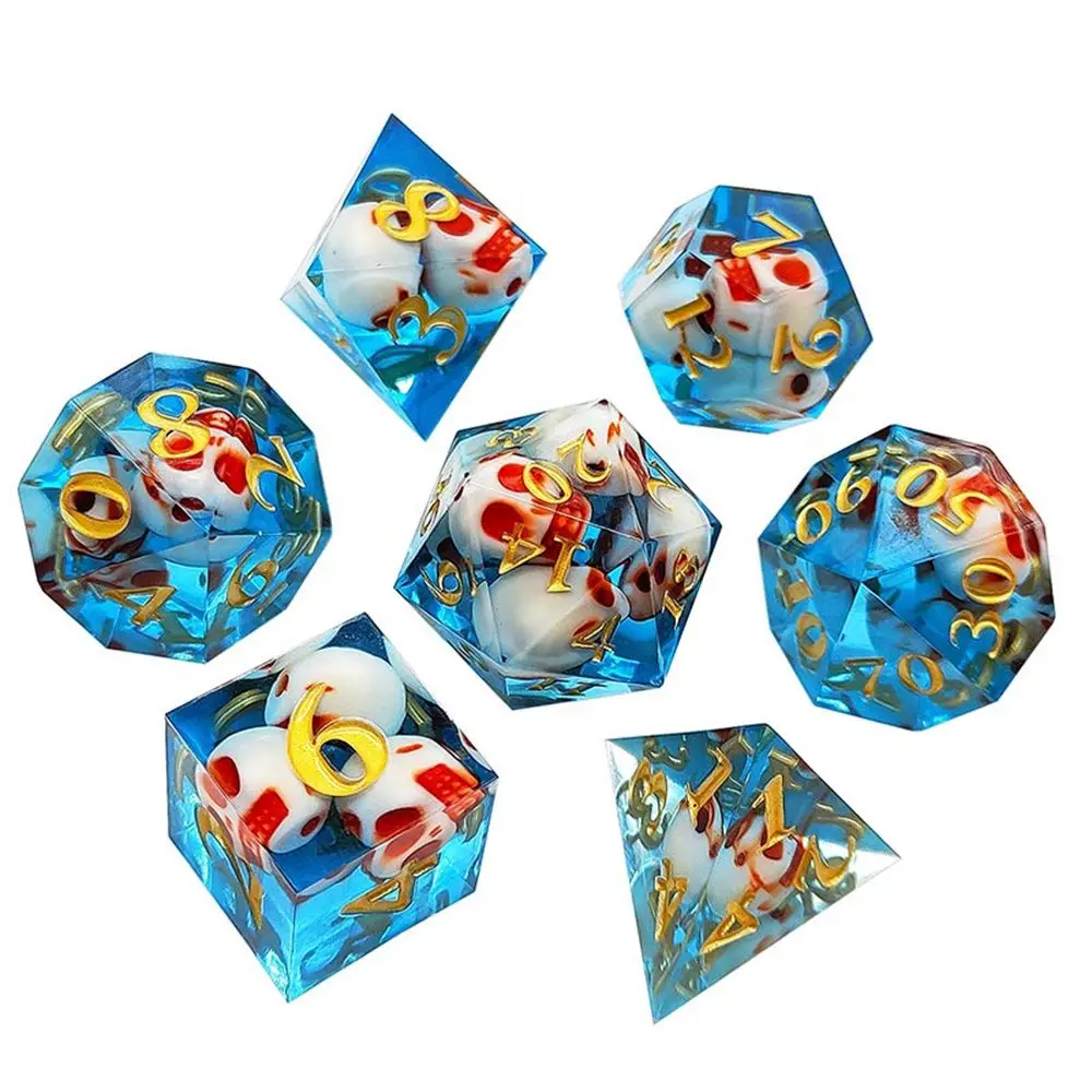 

Coulorful 7Pcs D6 D8 D10 D12 D20 Multi Sides Polyhedral Dice Set Resin Dices Table Games Accessory For D&d DND Party Supply