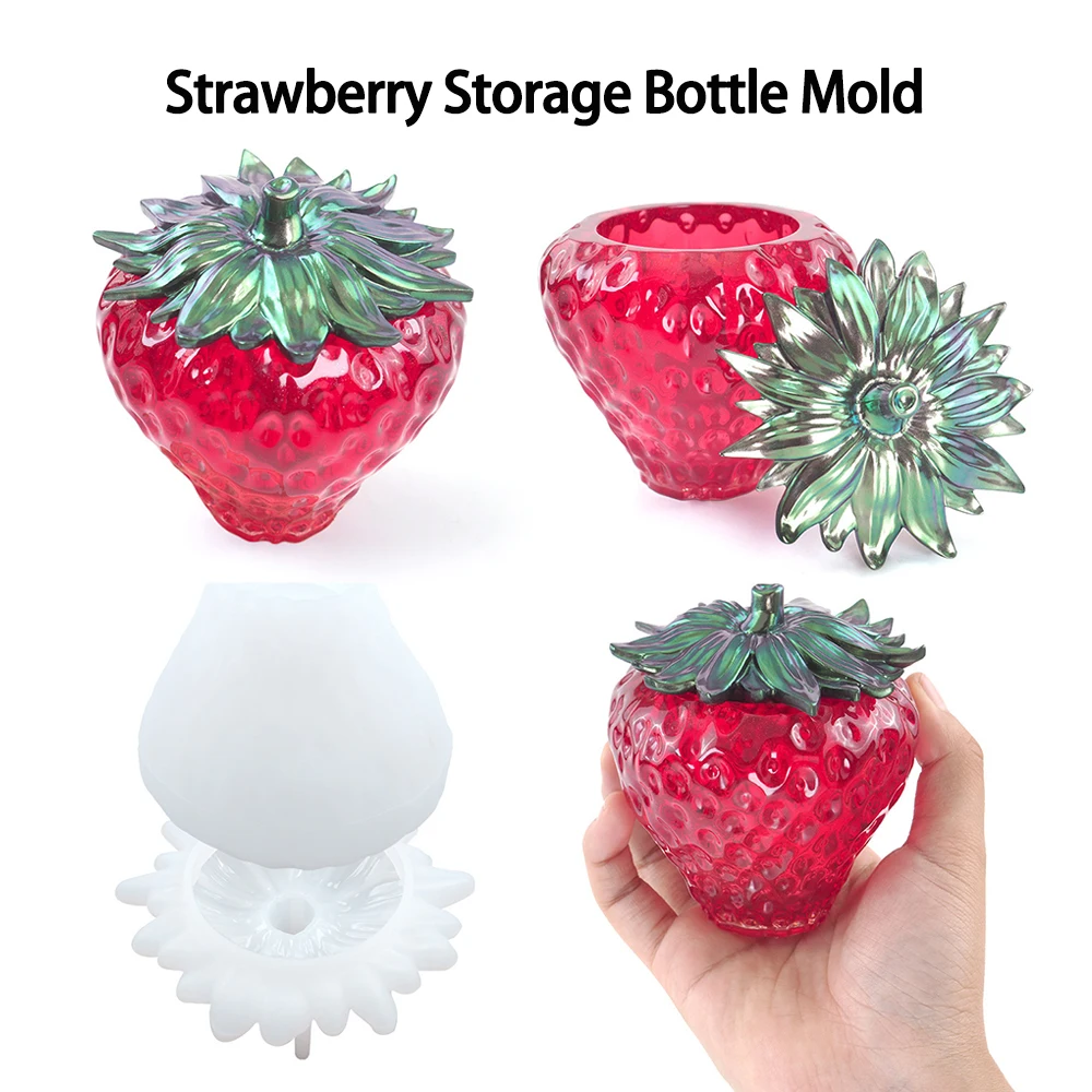 DIY Strawberry Resin Mold Silicone Storage Box Jewelry Accessories Storage Bottle Home Decoration Strawberry Bottle Mold