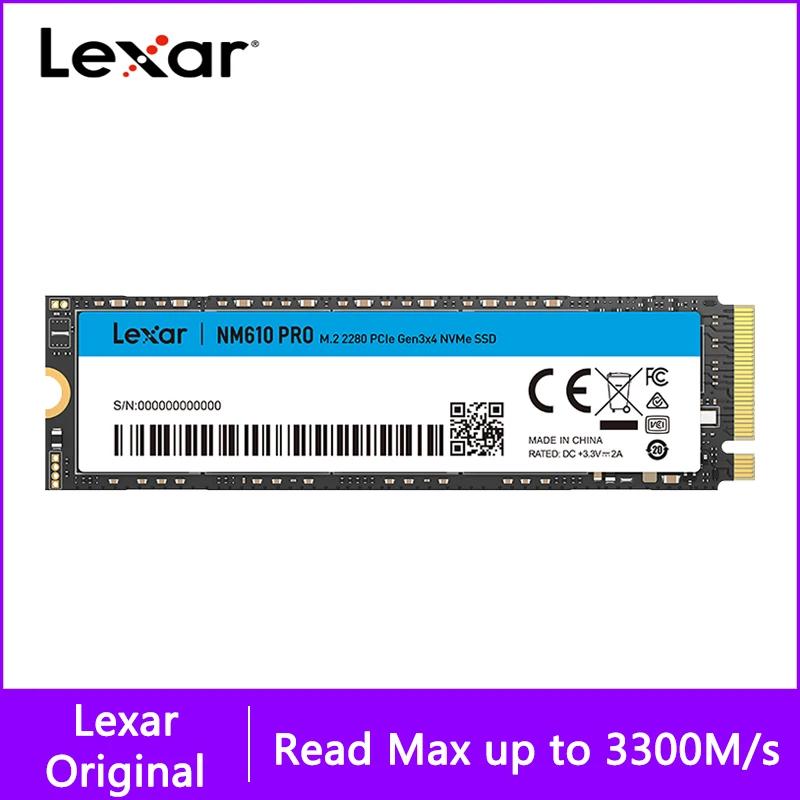 

Lexar LNM610 PRO Internal SSD 500GB 1TB 2TB Solid State Drive PCIe Gen 3*4 NVME 1.3 M.2 2280 M2 HDD Hard Disk for Notebook HD