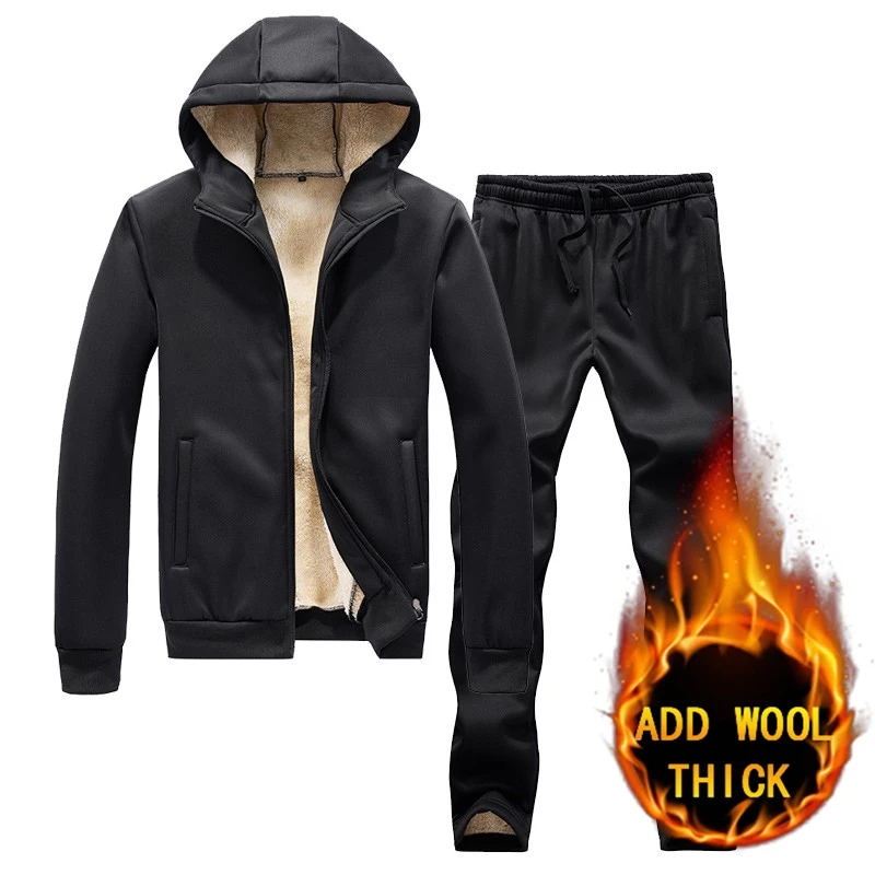 

New 2022 Winter Hoodie Jacket+ Pants Casual Men's Track Suit Fitness Men Clothing Sweat Suit 2 Piece Solid Outfits Jogger Set