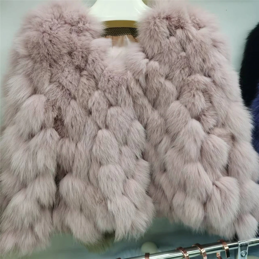 Women Winter Warm Real Fox Fur Coat High Quality Luxury Fashion Full Sleeves O Neck Short Fur Jacket Female Pluffy Outwear Y3105