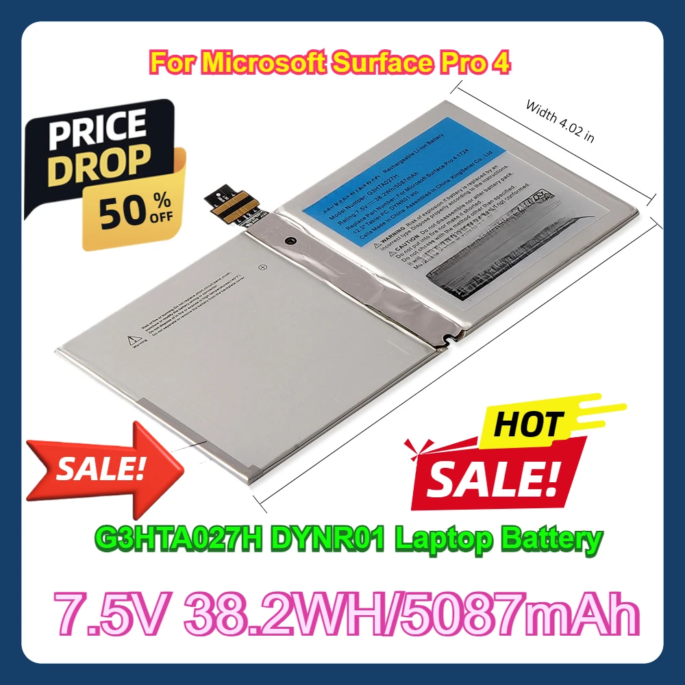 Для Microsoft Surface Pro 4 1724 12 3 &quotпланшет 7 5 В 38 2 Втч/5087 мАч G3HTA027H DYNR01 аккумулятор для
