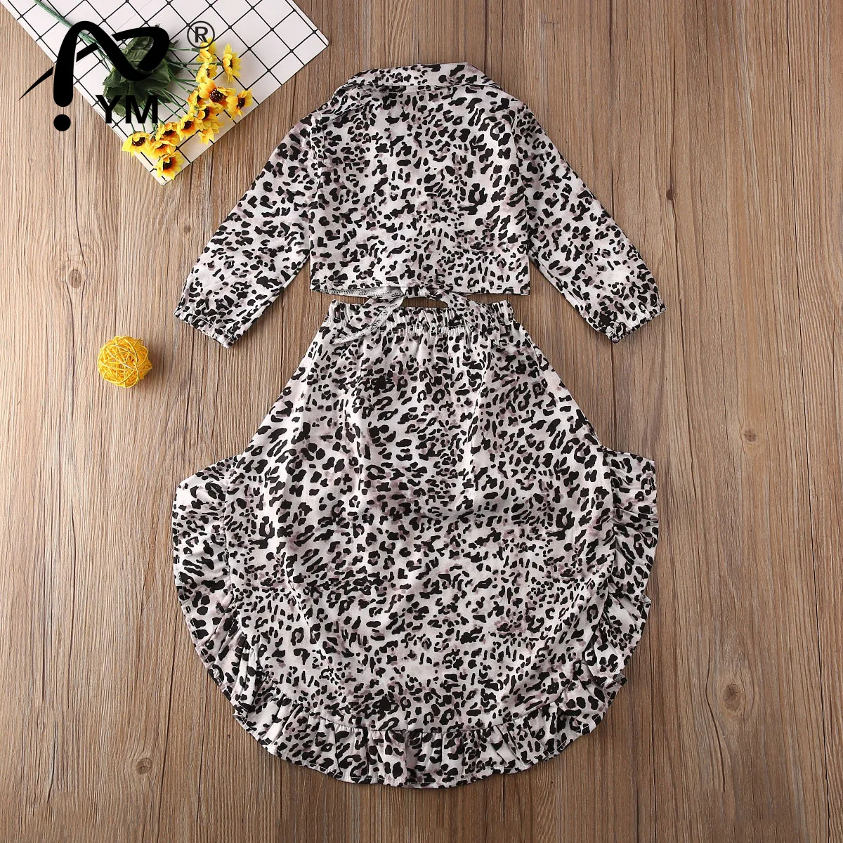 

New 2022 Spring Autumn Kids Baby Girl Clothes Long Sleeve Blouse+Mermaid Skirts Leopard Casual 2PCS suits Girls Clothing