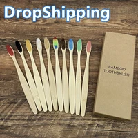 510pcs eco friendly toothbrush natural bamboo resuable portable adult wooden soft colorful tooth brush home travel hotel use